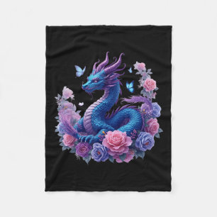 Dragon Flowers Mooie Kunst Kleurrijke Grafiek Fleece Deken