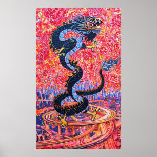 Dragon Flowers over het Poster van de stad