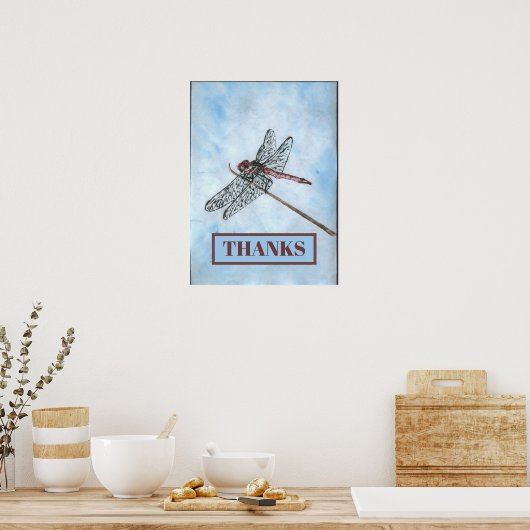Dragon Fly, BEDANKT, voeg tekst toe Poster (Keuken)