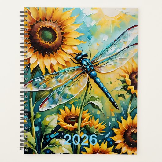 Dragon Fly. Een grillige Dragon Fly. Zonnebloemen Planner (Voorkant)