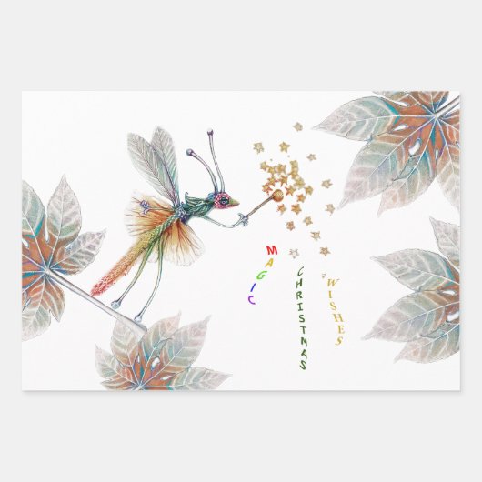 Dragon Fly Fairy kerstcadeaupapier Inpakpapier Vel (Voorkant 2)