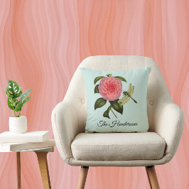 dragon Fly Peony op Mint Green Monogram Kussen