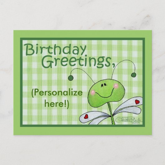 Dragon Fly Verjaardag personaliseren Briefkaart (Voorkant)