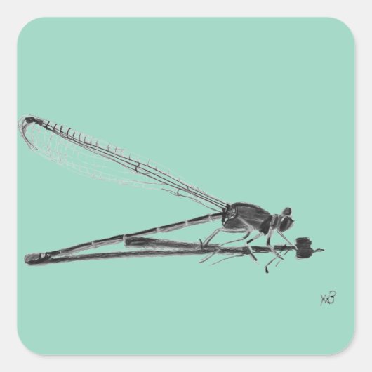 Dragon Fly Vierkante Sticker (Voorkant)