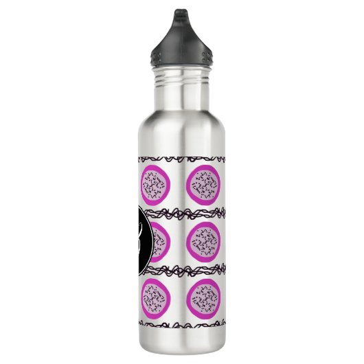 Dragon Fruit Paars Doodles Monogram Waterfles (Rechts)