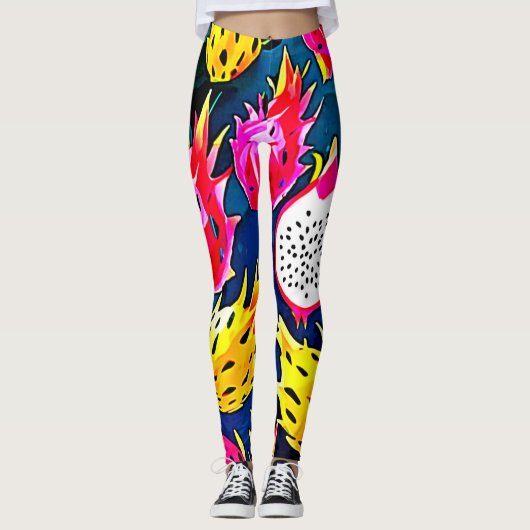 Dragon Fruit Pattern Art Leggings (Voorkant)