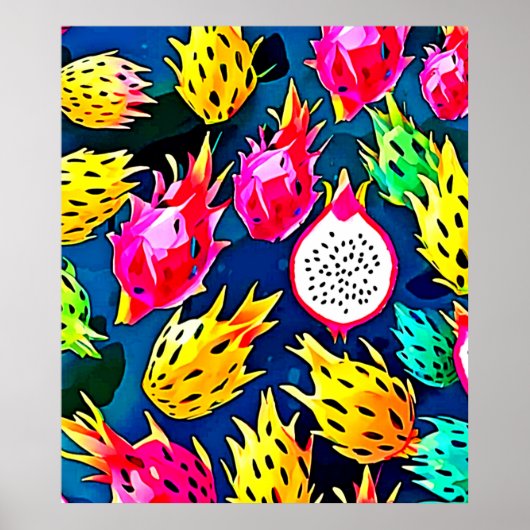 Dragon Fruit Pattern Art Poster (Voorkant)