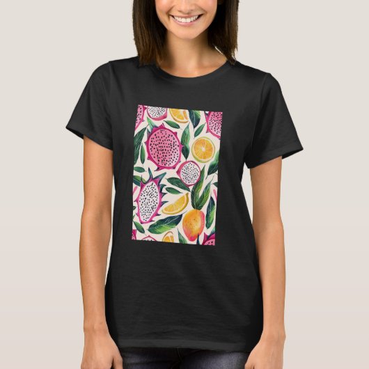  Dragon Fruit Schattigee Patroonkunst T-shirt (Voorkant)