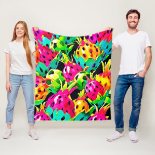 Dragon Fruit Vivid-patroon Fleece Deken