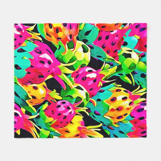 Dragon Fruit Vivid-patroon Fleece Deken (Voorkant (Horizontaal))