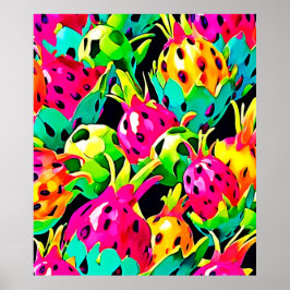 Dragon Fruit Vivid-patroon Poster