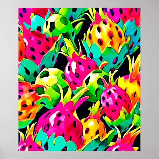 Dragon Fruit Vivid-patroon Poster (Voorkant)