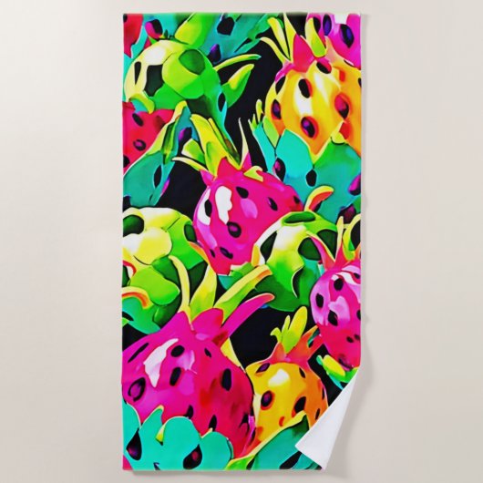 Dragon Fruit Vivid-patroon Strandlaken (Voorkant)