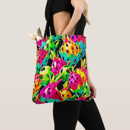 Dragon Fruit Vivid-patroon Tote Bag (Dichtbij)