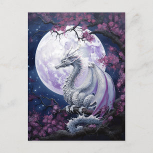Dragon Full Moon Paars Fantasy Art Briefkaart