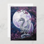 Dragon Full Moon Paars Fantasy Art Briefkaart (Voorkant / Achterkant)
