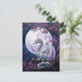 Dragon Full Moon Paars Fantasy Art Briefkaart (Staand voorkant)