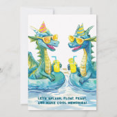 Dragon Fun Pool Party Uitnodiging voor verjaardag (Achterkant)