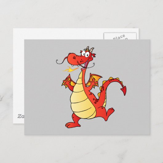 Dragon Funny Happy Fantasy Fiction Drawing Cartoon Briefkaart (Voorkant / Achterkant)