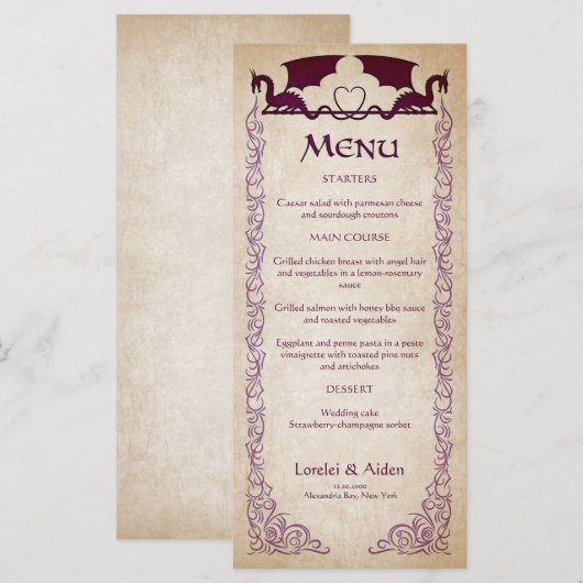 Dragon Gamer Fantasy Menu (Voorkant / Achterkant)