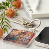 Dragon geeft nooit #bemoediging op sleutelhanger (Voorkant Rechts)