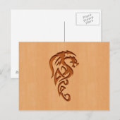 Dragon gegraveerd op houteffect briefkaart (Voorkant / Achterkant)