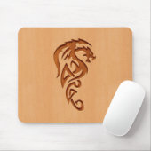 Dragon gegraveerd op houteffect muismat (Met muis)