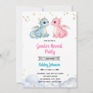 Dragon Gender Reveal Invitation Kaart
