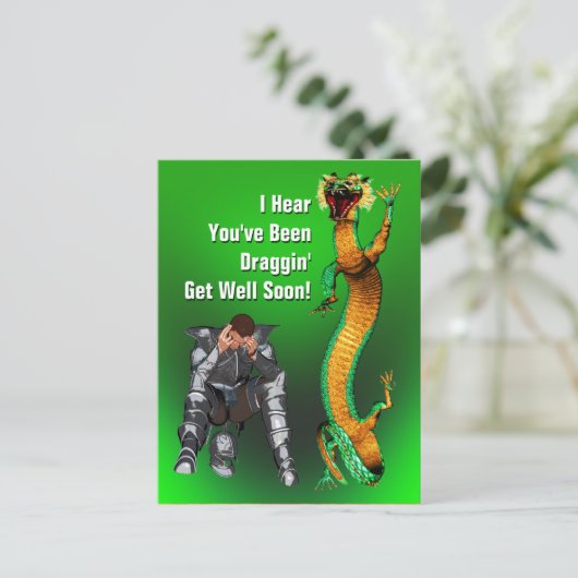 Dragon Get Well Briefkaart (Staand voorkant)