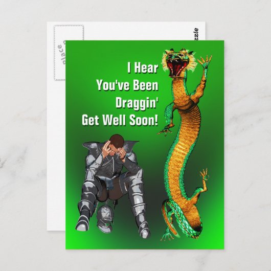 Dragon Get Well Briefkaart (Voorkant / Achterkant)