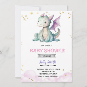 Dragon Girl baby shower uitnodiging