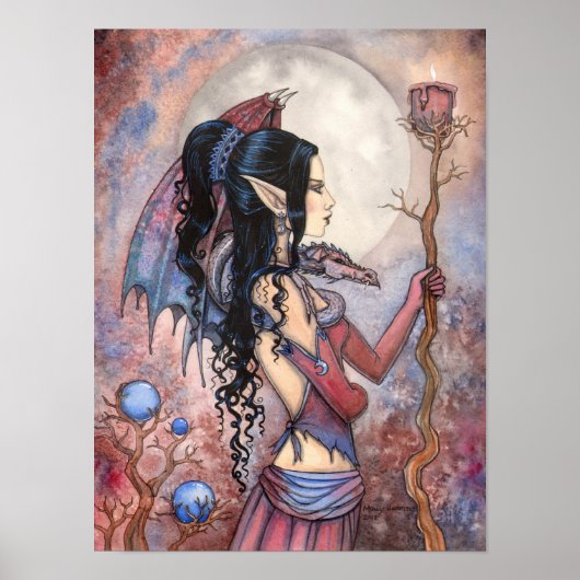 DRagon Girl Gothic Fantasy Art van Molly Harrison Poster (Voorkant)