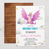 Dragon Girl verjaardagsuitnodiging Kaart (Voorkant / Achterkant)