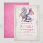 Dragon Girl's Verjaardag Uitnodiging (Voorkant / Achterkant)