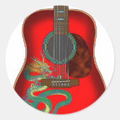 Dragon gitaar kleur ronde sticker (Voorkant)