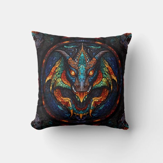 Dragon Glas in lood Mozaïek Ontwerp Kussen (Voorkant)
