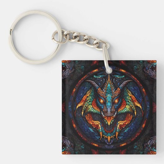 Dragon Glas in lood Mozaïek Ontwerp Sleutelhanger (voorkant)