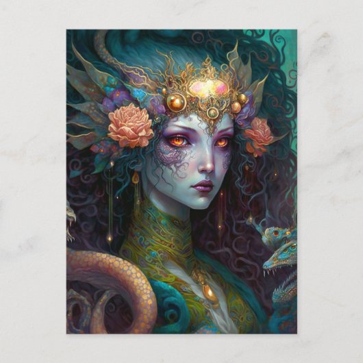 Dragon Goddess Queen Fantasy Art Briefkaart (Voorkant)