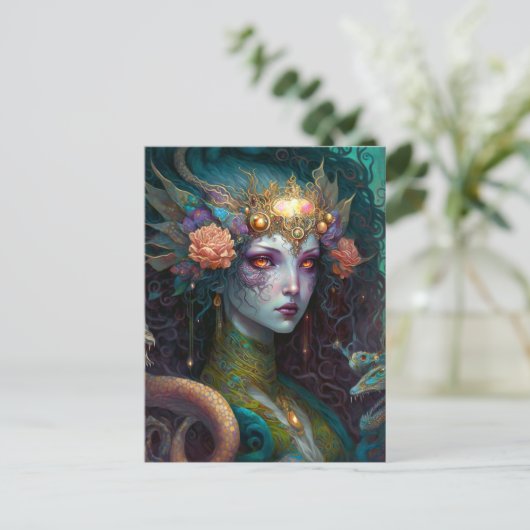Dragon Goddess Queen Fantasy Art Briefkaart (Staand voorkant)