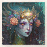 Dragon Goddess Queen Fantasy Art Glazen Onderzetter<br><div class="desc">Fantasy art producten van The Lunarium.</div>