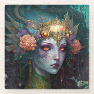 Dragon Goddess Queen Fantasy Art Glazen Onderzetter