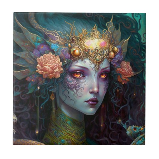 Dragon Goddess Queen Fantasy Art Tegeltje (Voorkant)