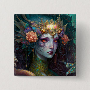 Dragon Goddess Queen Fantasy Art Vierkante Button 5,1 Cm