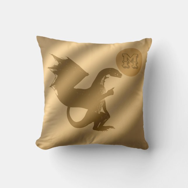 Dragon Gold Luxury Monogram Kussen (Voorkant)