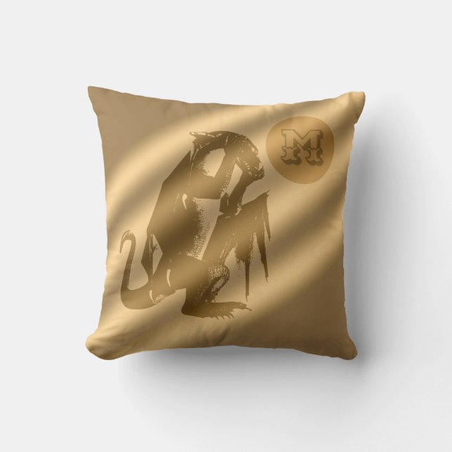 Dragon Gold Luxury Monogram Kussen (Voorkant)