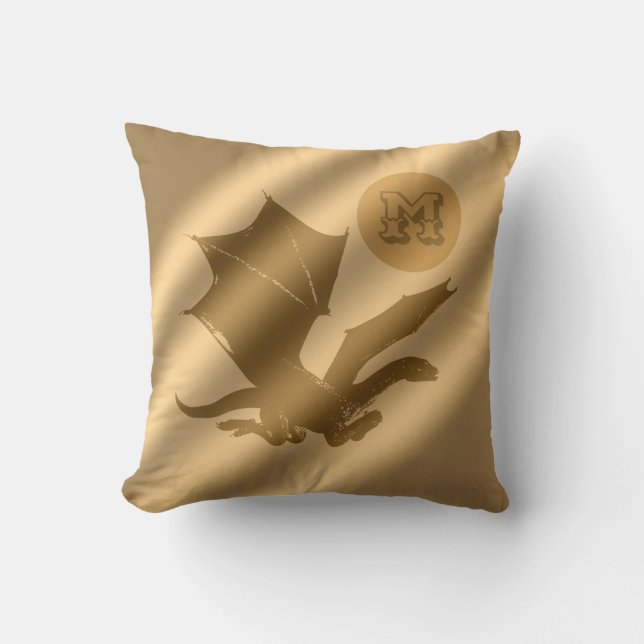 Dragon Gold Luxury Monogram Kussen (Voorkant)