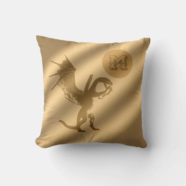 Dragon Gold Luxury Monogram Kussen (Voorkant)