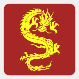 Dragon Golden Vierkante Sticker