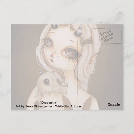 Dragon gothic fairy fantasy art briefkaart (Achterkant)