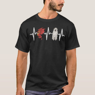Dragon Great Pyrenee Heartbeat Hondenliefhebber T-shirt